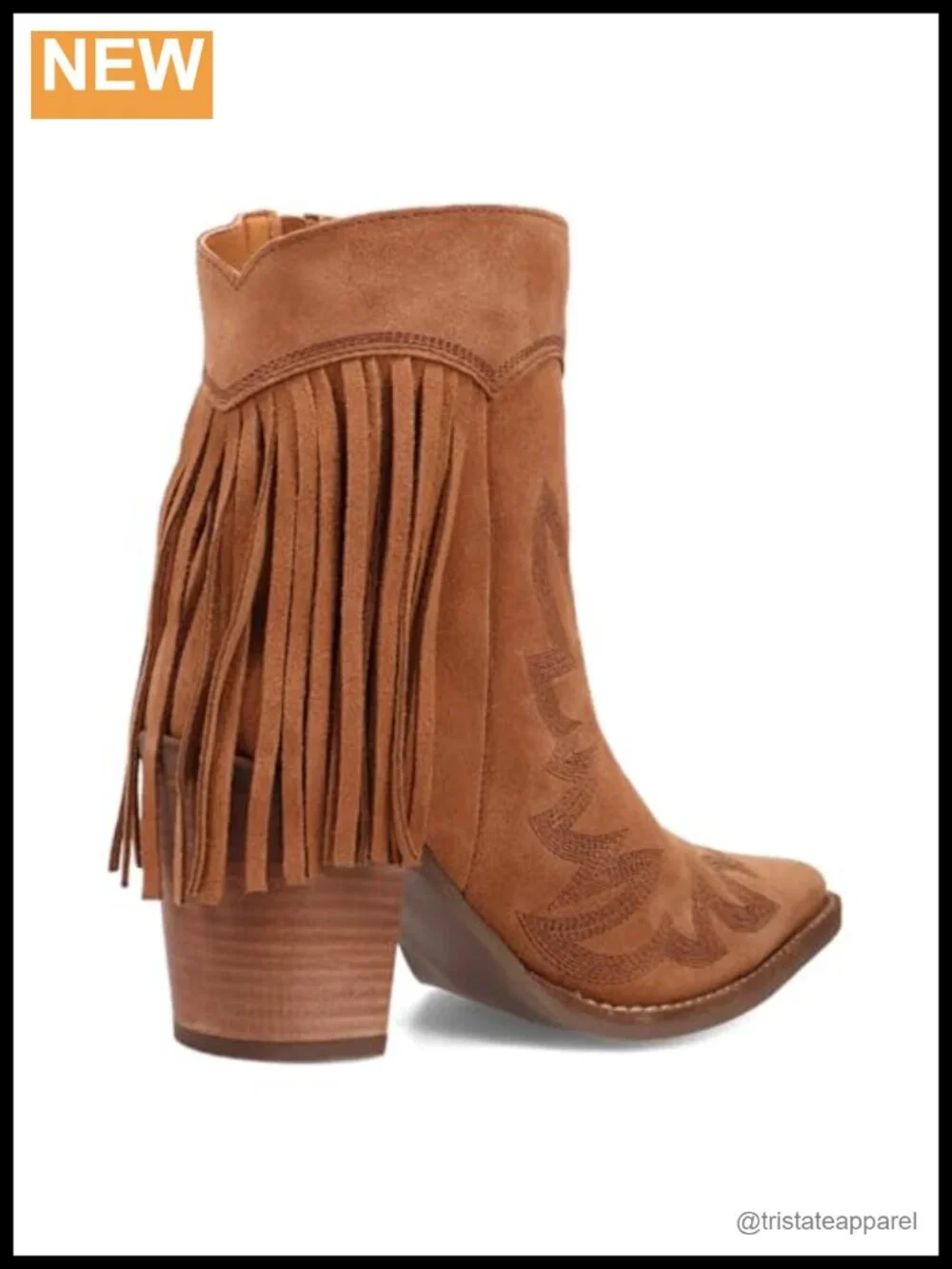 Dingo Wild Sage Suede Western Bootie Snip Toe Zipper Mid Heel